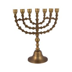 Menorah decorated with leaves - antique bronze finish /8 inches - 20cm - The Peace Of God®