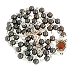 Hematite Rosary Beads Prayer Knot with Crucifix and Holy Soil from Jerusalem - The Peace Of God®