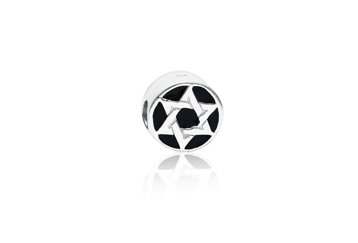 Star of David Bead on Black Enamel Backround 