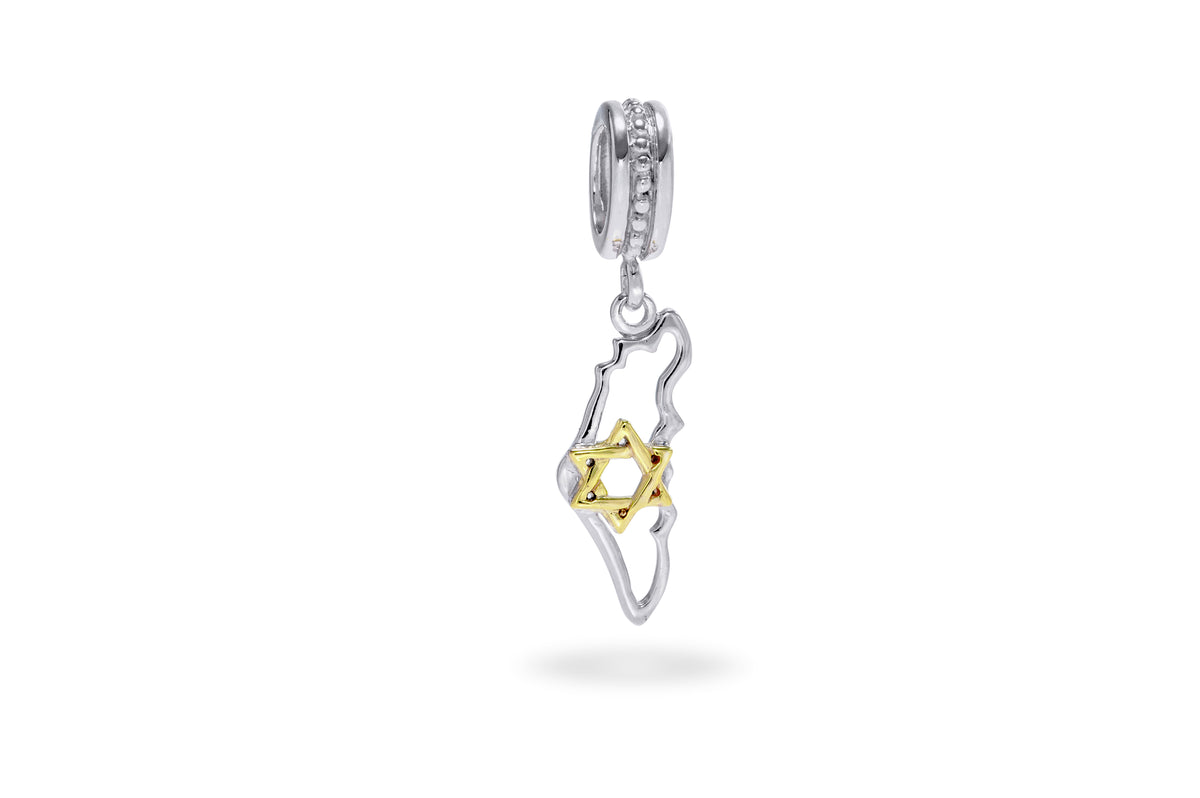 Map of Israel Bead and a 9K Gold Star of David