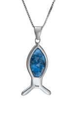 Nano Sim Bible Silver Pendant - Ichthys studded with Roman Glass - The Peace Of God®