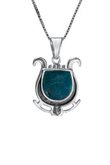 Nano Bible Sim Silver Pendant - David's Harp with Eilat Stone - The Peace Of God®