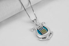 Nano Sim OB Silver Pendant - David's Harp with Roman Glass - The Peace Of God®