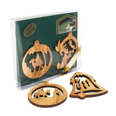 Olive Wood Christmas Religious Ornaments Handmade - Set of 4 - The Peace Of God®