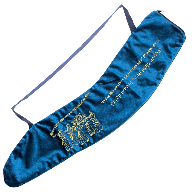 Ark of the Covenant Blue Velvet Shofar Bag