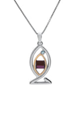 Nano Sim NT Silver and 9K Gold Pendant -  Ichthys Inlaid with a Diamond - The Peace Of God®