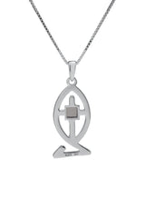 Nano Sim NT Silver and 9K Gold Pendant - Ichthys and Cross - The Peace Of God®