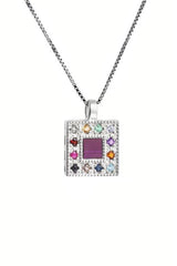 Nano Sim OB Silver Pendant - 12 Avnei Hoshen Inlaid with 1 Diamond - The Peace Of God®