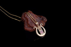 Jerusalem Nano Bible Torah 14K Gold & Diamonds Pendant - David's Harp Gift from Holy Land - The Peace Of God®