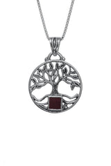 Nano Bible Sim Silver Pendant - Tree of Life with Round Frame - The Peace Of God®