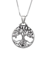 Nano Bible Sim Silver Pendant - Tree of Life with Round Frame - The Peace Of God®