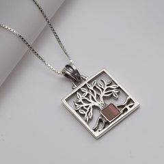 Nano Sim OB Silver Pendant Tree of Life with Square Frame - The Peace Of God®