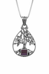 Nano Bible Sim Silver Pendant - Tree of Life in Teardrop Frame - The Peace Of God®
