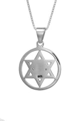 Nano Sim OB Silver Round Framed Pendant - Star of David with Rope-shaped finishing - The Peace Of God®