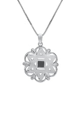 Nano Sim Bible Silver and 9K Gold Pendant - Star of David with Floral Shape - The Peace Of God®
