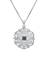 Nano Sim OB Silver and 9K Gold Pendant - Star of David with Floral Shape - The Peace Of God®