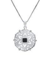 Nano Sim Bible Silver and 9K Gold Pendant - Star of David with Floral Decoration - The Peace Of God®