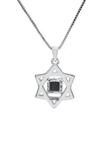 Nano Bible Sim Silver and 9K Gold Pendant - Star of David Half Rugged - The Peace Of God®