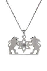 Nano Sim OB Silver Pendant - Lion of Judah with Star of David - The Peace Of God®