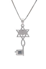 Nano Sim NT Silver and 9K Gold Pendant - The Messianic Symbol with Menorah in Key Desigh - The Peace Of God®