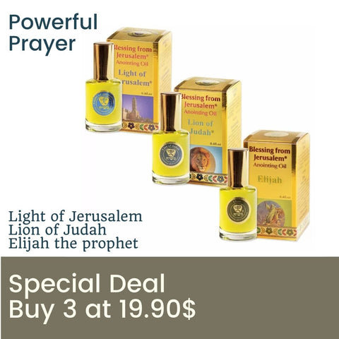 Holy Blessing from Jerusalem ® 'Elijah' Anointing Oil - Gold Line Prayer Oil  - 12ml - The Jerusalem Gift Shop