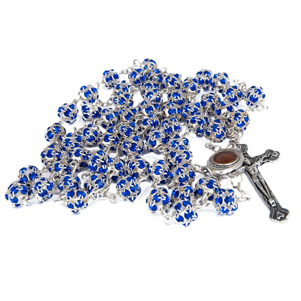 Rosary Beads Prayer Blue Crystal w/Сrucifix & Holy Soil from Jerusalem - The Peace Of God®