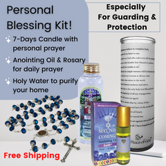 Personal Blessing Kit - Especially For Prosperity: Personalized Candle, Faith Anointing Oil, Holy Water and Rosary Beads, FREE SHIPPING - The Peace Of God®