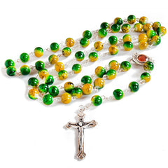 Catholic Faux Green Stone Rosary Beads Crucifix & Holy Soil Jerusalem - The Peace Of God®