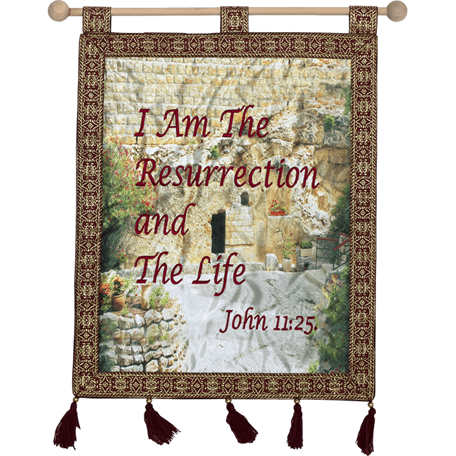 The Garden Tomb Banner-Burgundy - The Peace Of God®